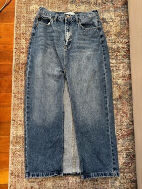 High-Waist Midi Denim Skirt